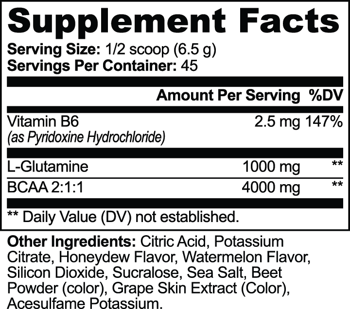 Super Angels Nutrition BCAA 2:1:1 Glutamine Post-Workout Powder Honeydew Watermelon