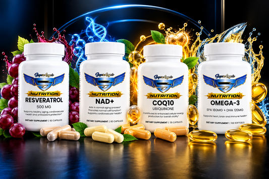 Super Angels Nutrition Resveratrol NAD CoQ10 Omega-3 Bundle